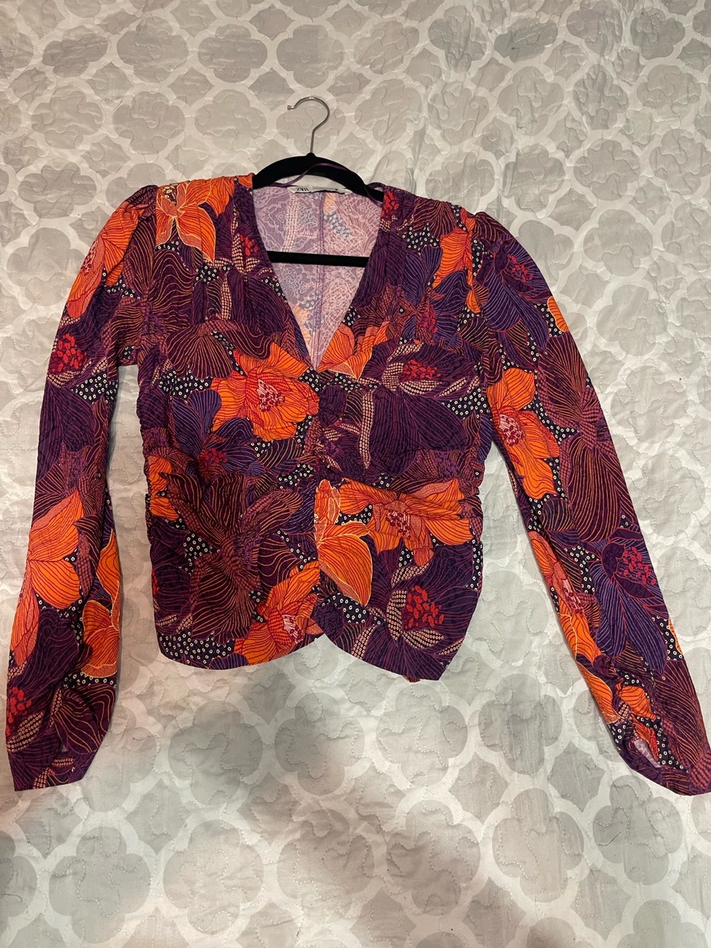 Zara Purple & Orange Printed Top